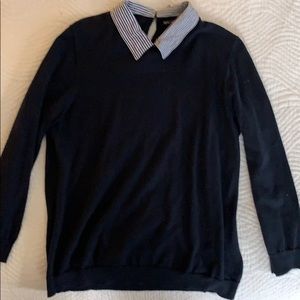 K Crew Mercantile Navy Sweater w/ Striped Sweater